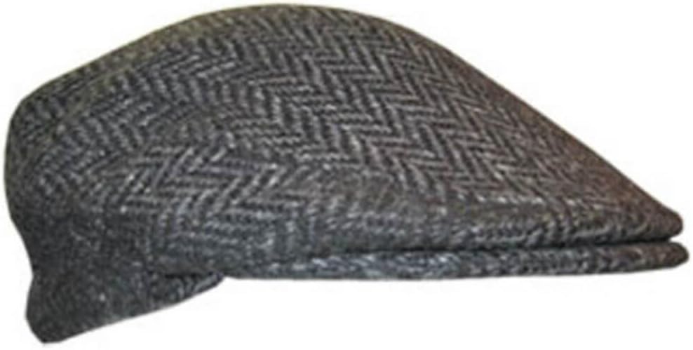 Mens' Hats of Ireland Tweed Flat Cap - Dark Gray - X-Large