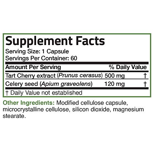 Bronson Tart Cherry Extract + Celery Seed Capsules Powerful Uric Acid