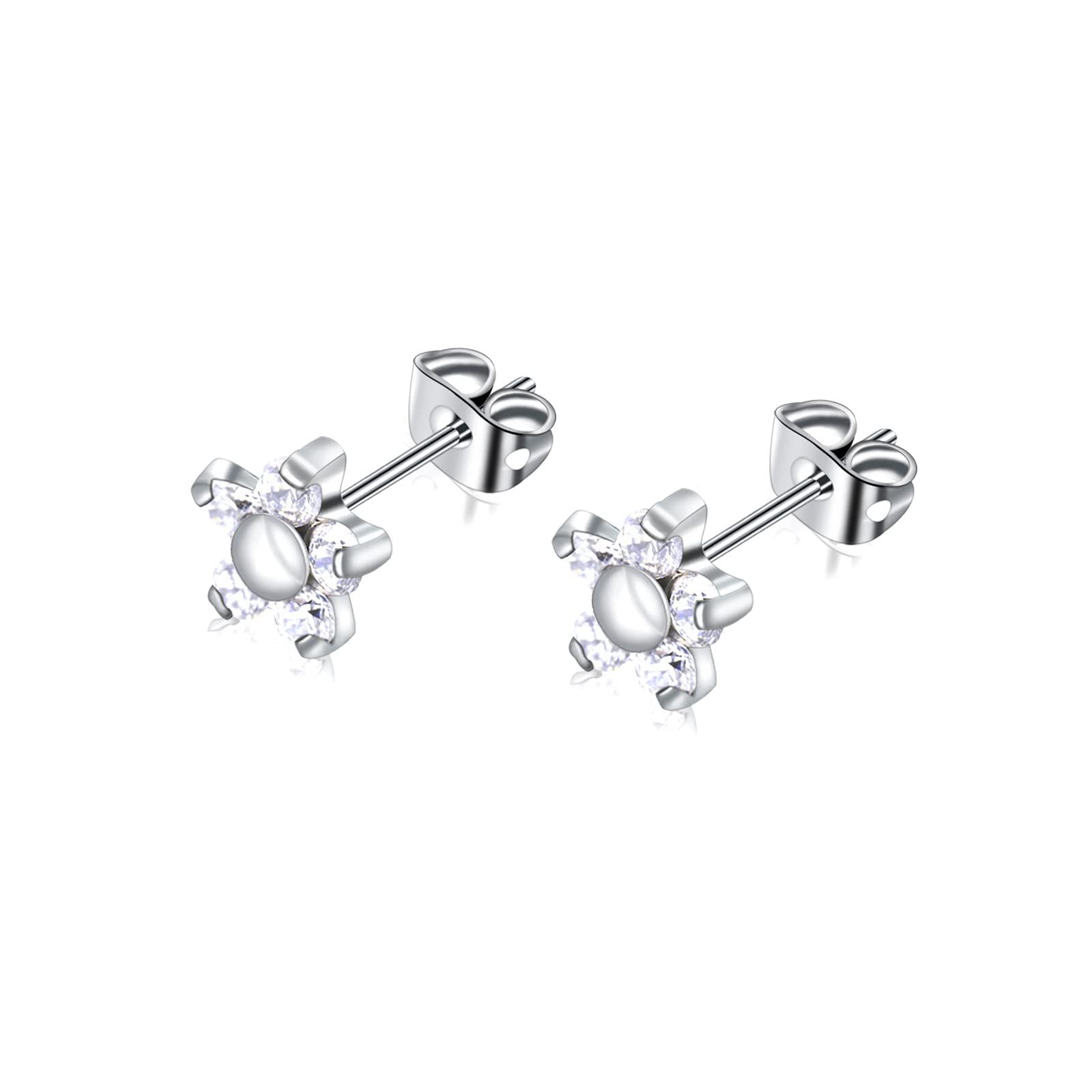 Women Stud Earrings - F136 Titanium Cucbic Zirconia Earrings for Women Girls Earrings Hypoallergenic Nickel Free Stud Earrings for Sensitive Ears