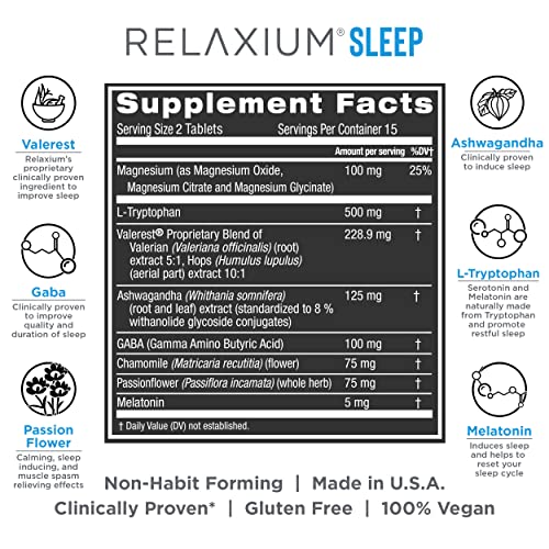 Relaxium Natural Sleep Aid NonHabit Forming Sleep Supplement for