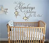 LUCKKYY No More Monkeys Jumping On the Bed Wall Decals Vinyl Wall Sticker Baby Kids Nursery Wall Decorations for Living Room