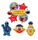Mayflower Products Sesame Street Cookie Monster Bert and Ernie Birthday Party Supplies and Balloon Bouquet Decorations