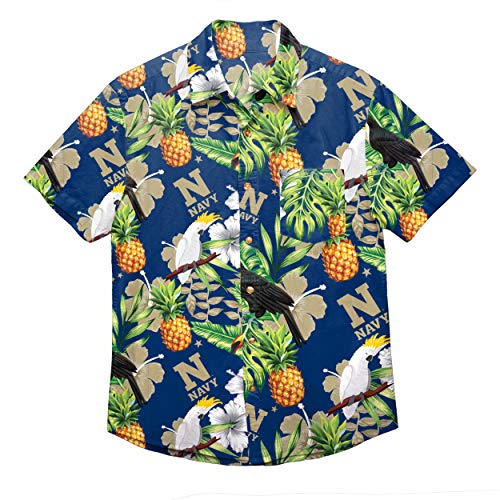 FOCO NCAA Navy Foco Floral Button Up Shirt, Team Color, Large