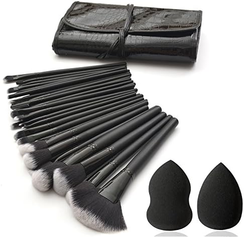 Eleacc 32 Pieces Makeup Brushes Set Professional Cosmetics Face Eye Shadow Eyeliner Foundation Blush Lip Makeup Brush Set with Pouch Case, 2 Pieces Beauty Sponges