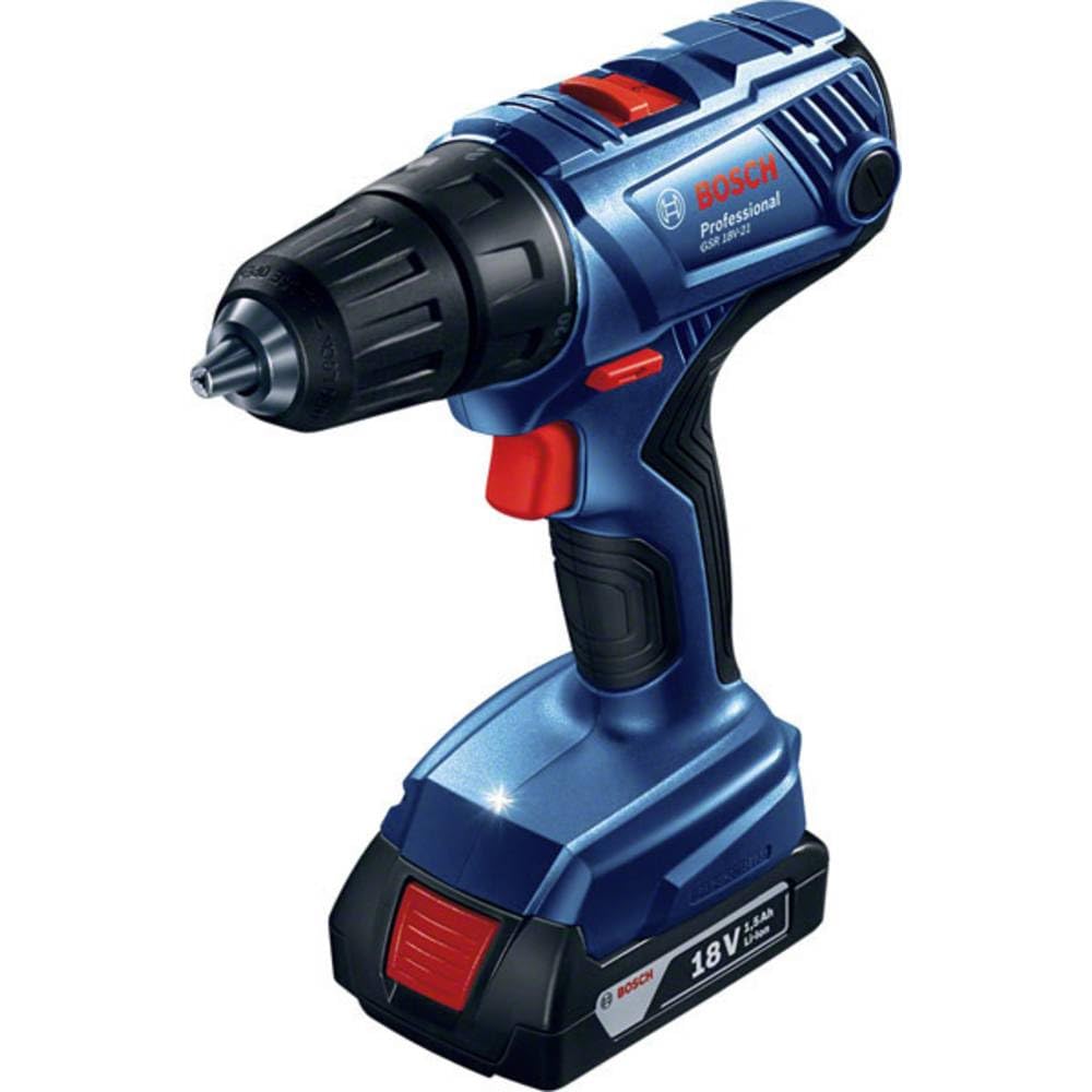 Bosch Professional 18V System GSR 18V-21 cordless combi drill (including 2x 2.0 Ah battery + GAL 18V-40 charger, in L-BOXX 136)