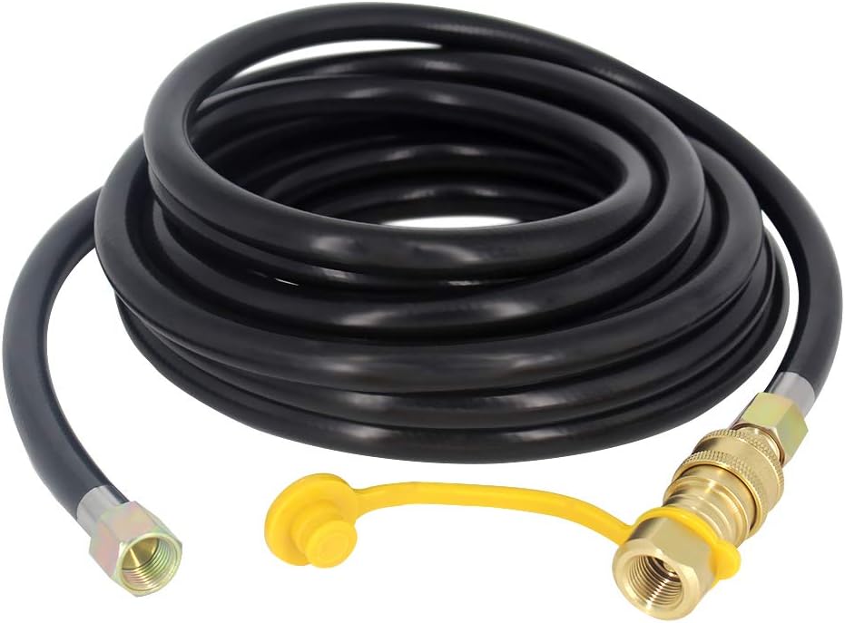 MENSI 20 Feet Natural & Propane Gas Hose with 3/8 Inch Gas Quick Disconnect Plug and Quick Connect Valve Kit for Grill, Griddle, Fire Pit,Generator, Heater