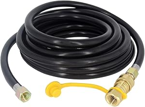 MENSI 20 Feet Natural & Propane Gas Hose with 3/8 Inch Gas Quick Disconnect Plug and Quick Connect Valve Kit for Grill, Griddle, Fire Pit,Generator, Heater