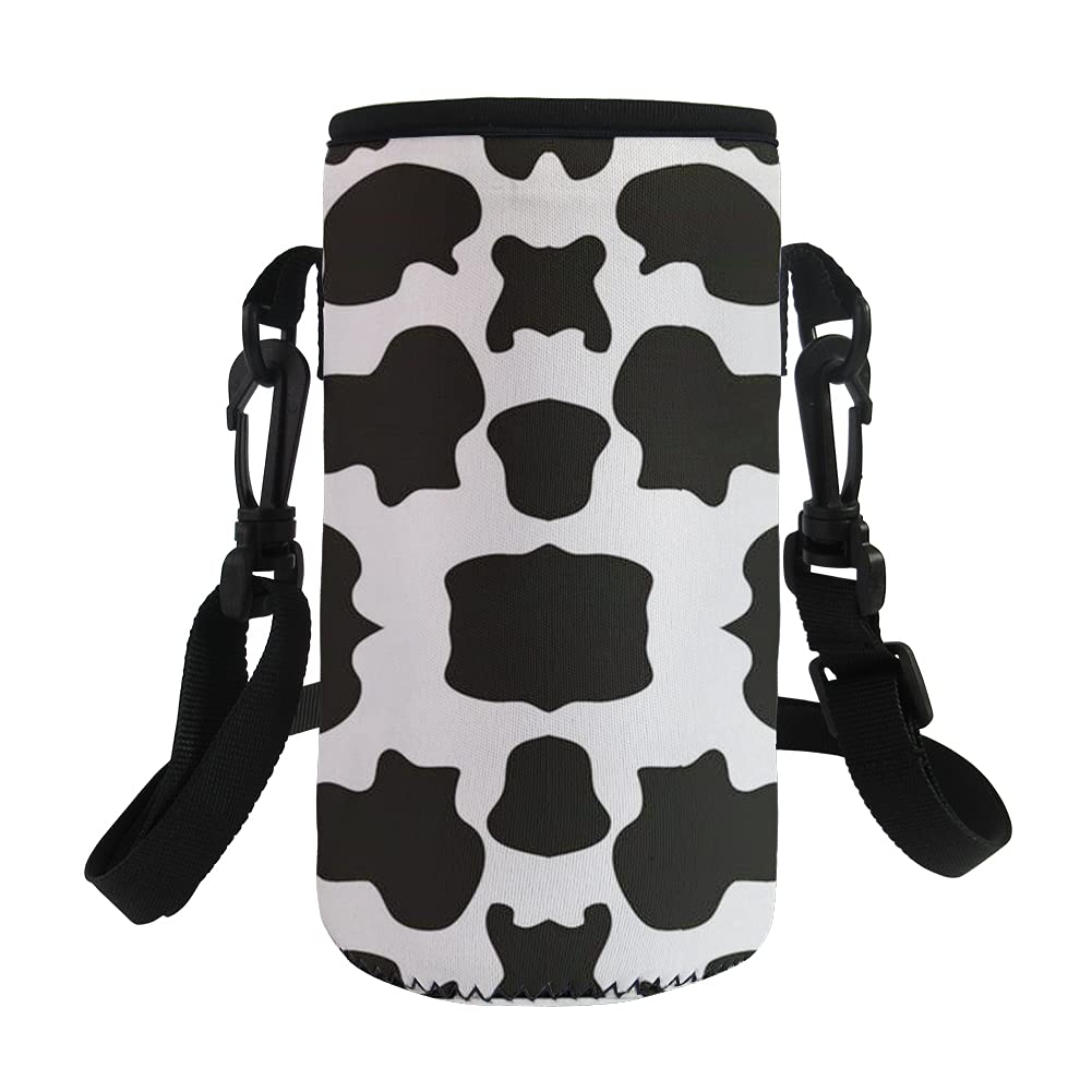 Jeiento Cute Cow Print Water Bottle Covers Carrier Water Bottle Decoration for School or Work for Children or Adults(500-750ML)
