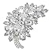 Danbihuabi Large Crystal Rhinestone Resin Flower Leaf Brooch Pin 6 Styles (Silver Plated White)