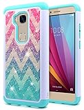 Huawei Sensa LTE Case, Honor 5x Case, NageBee [Hybrid Protective] Armor Soft Silicone Cover with [Studded Rhinestone Bling] Design Diamond Hard Case for Huawei Honor 5x / Sensa LTE - Wave