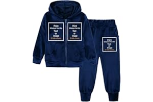 MYGBCPJS Boys Girls Custom Velour Tracksuit Sweat Suit Kid Customize Long Sleeve Zip Hoodie Pants Outfits Set Add Own Design