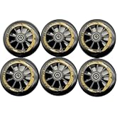 6-pack 90mm 100mm 110MM speed inline skate wheels 110mm inline wheels 85A outdoor speed skating shoes replacement wheels with ABEC-9 bearings (Black,100mm)