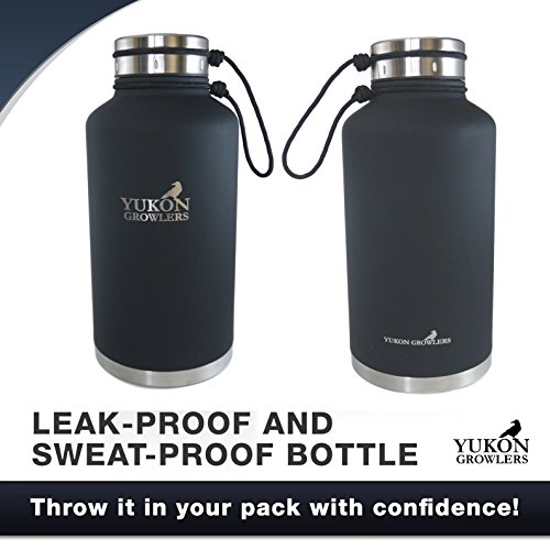 Yukon Growlers Insulated Beer Growler - Keep Your Beer Cold and Carbonated for 24 Hours - Stainless Steel Vacuum Water Bottle with Carrying Case Also Keeps Coffee Hot - Improved Lid – 64 oz