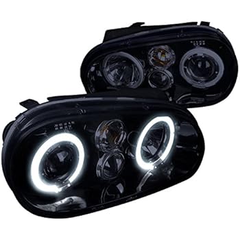 Spec-D Tuning LHP-GLF99G-TM Volkswagon Golf Dual Halo Glossy Black Projector Headlights
