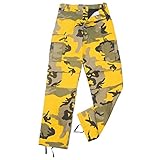 Camouflage Military BDU Pants, Army Cargo Fatigues (Stinger Yellow Camouflage, Size X-Large)