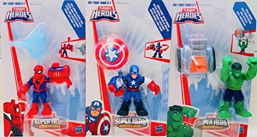 HeroesMarvelAvengers NEW Playskool 3 Pack Super Heroes Hulk, Spiderman, Captain America