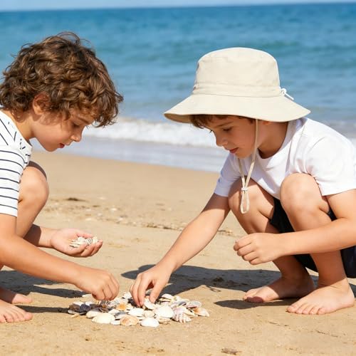 Shedoo Children's Sun Hat UV Protection UPF 50+, Wide Brim Neck Protection Fishing Hat Baby with Sunglasses, Breathable Bucket Hat with Adjustable Chin Strap, Beach Hat for Boys, Girls