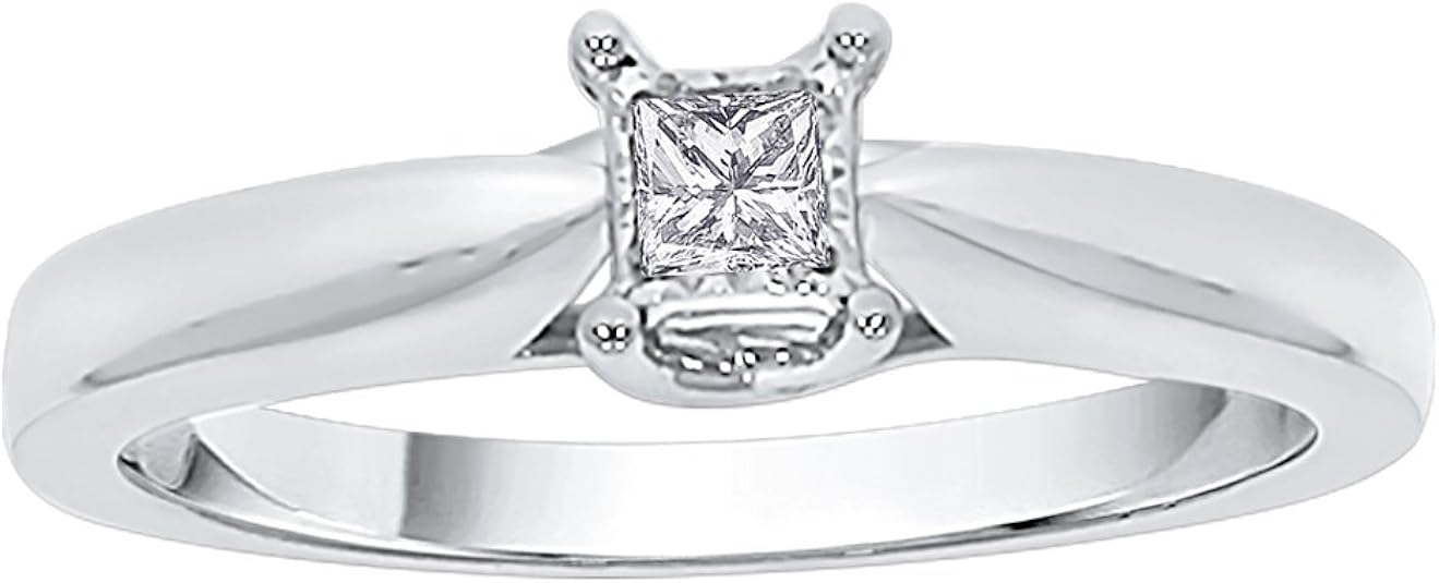 Princess Cut Diamond Promise Ring in 14K White Gold (1/8 cttw) (GH