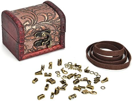 Balamiya Embossed Wooden Jewelry Bracelet Gift Key Storage Organizer Wooden Box Case and 2 sets of 26 brass letters