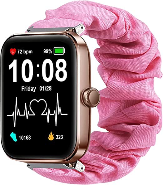 Compatible with Aeac Smart Watch Bands,Fabric Elastic Scrunchie Elastic Watch Band Women Cute Replacement Straps Compatible with 1.69 inch Aeac/Woneligo/Gydom/AITAFY/RIVERSONG/TOZO S2 44mm Smart Watch