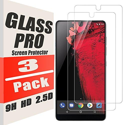 [3 Pack] Essential Phone Screen Protector (PH-1),Tempered Glass Film [9H Hardness] 2.5D Arc Edges HD Anti-Scratch Bubble-Free for Essential Phone [Lifetime Replacement Warranty] (3 Pack)