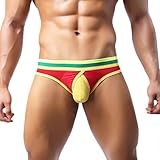 Men's Underwear,Neartime Stretch Briefs Bulge Pouch Shorts Under Pants (L, Red)