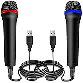 BM 2 Pack Wired USB Microphone for Guitar Hero, Rock Band, Lets Sing - Compatible with Xbox One, Xbox 360, PS2, PS3, PS4, PS5, Switch, Wii, Wii U