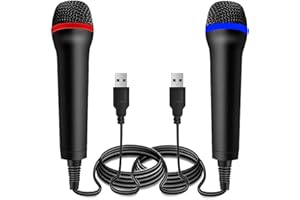 GENERIC BM 2 Pack Wired USB Microphone for Guitar Hero, Rock Band, Lets Sing - Compatible with Xbox One, Xbox 360, PS2, PS3, PS4, PS5, Switch, Wii, Wii U