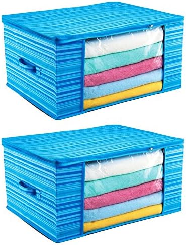 Storage Home Organizer Household Bag Container Under Bed Case Handle Box 2 Pcs Blue Underbed
