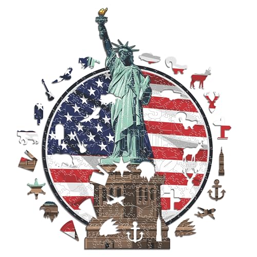Iconic Puzzles, Statue of Liberty, 100% eco-sustainable wooden puzzle, size L, 500 pieces