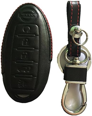 KWH Leather Smart Remote Key Fob Case Holder Cover For 5 button 2013 2014 2015 Nissan Altima Smart Proximity 285E3-3TP5A KR5S180144014