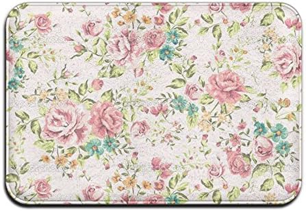 Rose Floral Flower Rectangular Doormat Cool Non-shedding Thickness 2-inch(approx. 4.5 Cm) Memory Foam Rug