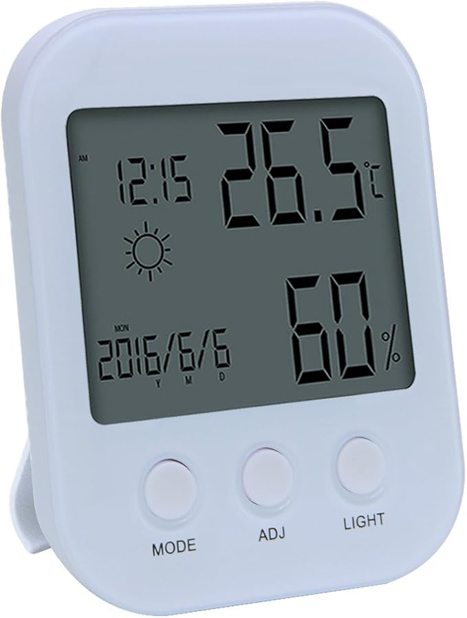 Thermomètre Hygromètre Intérieur avec Réveil Numérique à LCD Digital