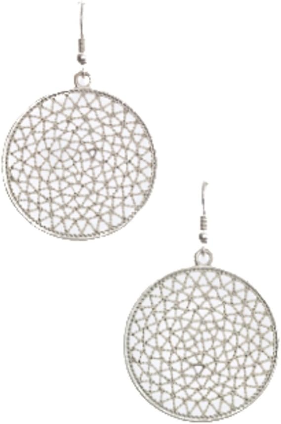 WOMENS FASHION JEWELRY-Round Metal Net Earrings-SILVER TONE