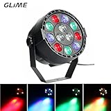 GLIME RGBW LED Dj Light Stage Lights Party Light 12 LEDs Par Lights DMX 512 Control Disco Lights for KTV Bar Show Wedding Strobe Light Clubs Light KTV Bar Show Wedding