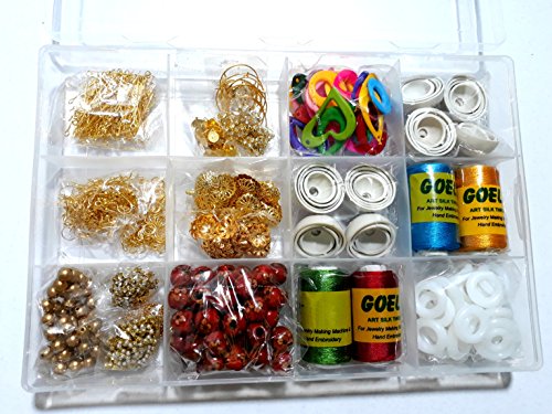 GOELX Silk Thread Earring/Jhumka Making Kit- All Jhumka Making Materials- Makes Earrings In Different Shapes With Storage Box