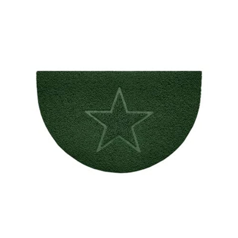 Nicoman Embossed Halfmoon Half Circle Door Mat Dirt-Trapper Jet-Washable Doormat 70x44cm (Green, STAR Shape) - Use on Carpet ONLY