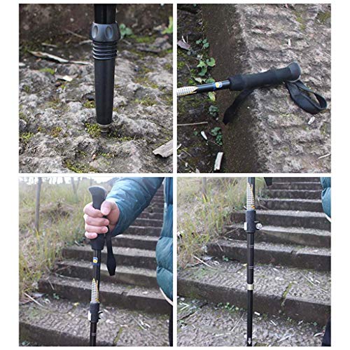 Ranoff Outdoor Winter Handle Ski Poles 5 Knots Aluminum Folding Mountaineering Crutch (Black)