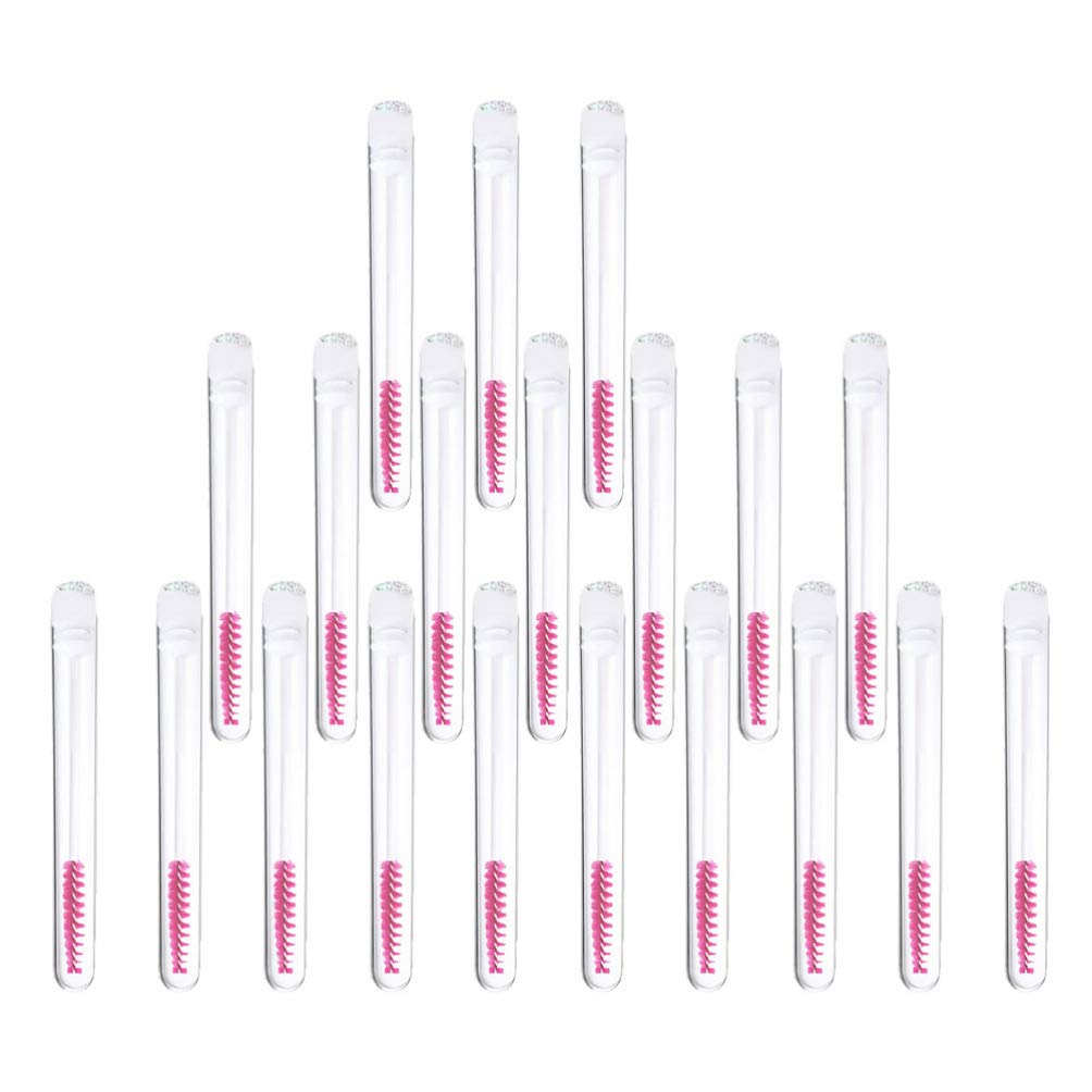 minkissy 20Pcs Empty Mascara Tube and Wand Spoolie Lash Brush Disposable Mascara Wand for DIY Cosmetics White