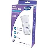 Disposable Male Urinal Bag Carebag Pee Bag Medical Grade with Super Absorbent Pad, 20 Count – Travel Urinal for Men – 20 Bedside Urinal Bottle Bags – Leak-Resistant