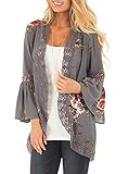 Yonala Womens Fashion Floral Open Front Blouse Loose Tops Kimono Floral Print Cardigan