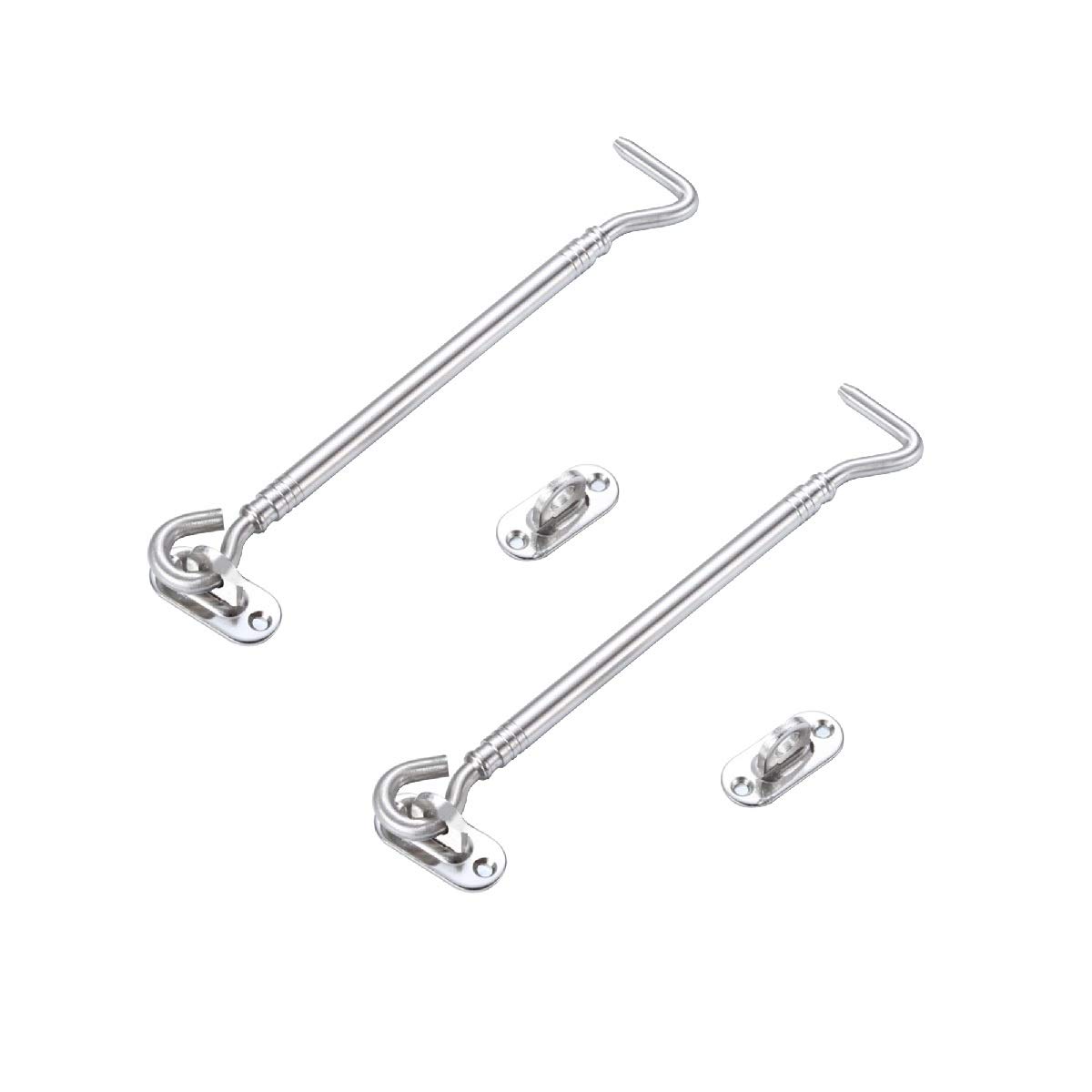 Thickened Stainless Steel 10 Inch Cabin Hooks Eye Latches, Suitable for Cabinets Doors Toilets Garages Gates Boxes, Door Locks, Kennels Fences Window Locks, 2 Pcs