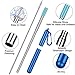 Collapsible Reusable Straws Stainless Steel, Telescopic Metal Straws Drinking Straw with Portable Travel Case, Keychain, Cleaning Brush, Silicone Tips, 2 Pack (Royal blue & Silver)