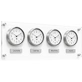 BBHORAIRE Silver Time Zone Wall Clock, Silent Quartz Analog World Clock for Home or Office, Battery Operated, 32x12 Inch