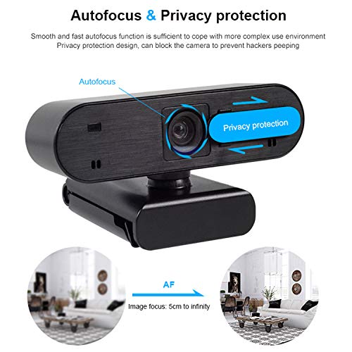 ANTZZON 1080P HD Auto Focus Webcam with Privacy Cover, Built-in Noise Reduction Microphone Streaming USB Camera for Zoom Meeting, Conferencing, Online Work&Course, Skype, and Microsoft Teams