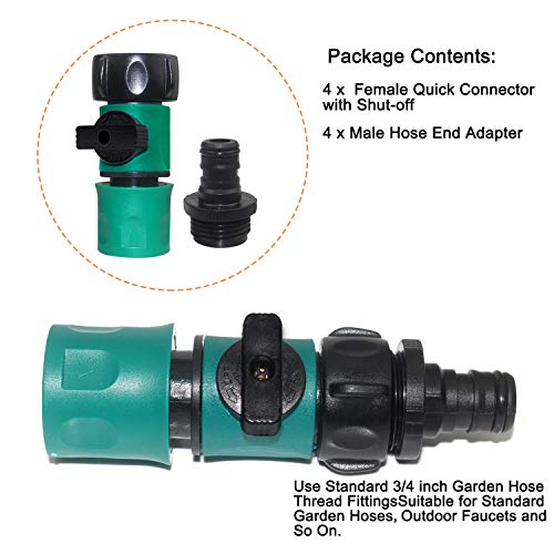 WeiMeet 8 Pieces Plastic Garden Hose Quick Connector with Shutoff Valves 3/4 Inch GHT Male and Female Quick Connectors for Water Hose Coupling Quick Release Water Hose Fittings and Adapters(4 Sets) - Thumbnail 6