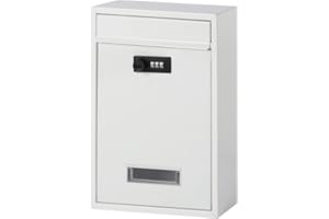 Kasten Wall Mounted Vertical Mailbox with Combination Lock, Medium Capacity Hanging Secure Postbox for Outside, 12.6 x 8.5 x 3.4 Inch, White