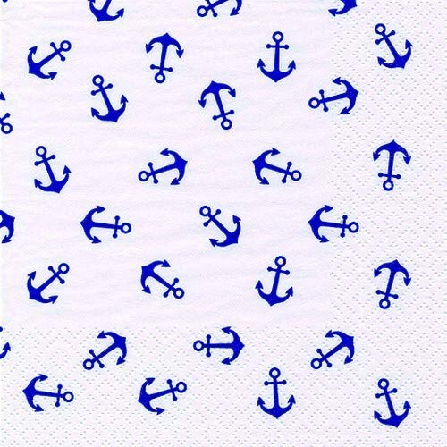 20 Napkins Small Anchor on White | Maritime | Sea | 33 x 33 cm