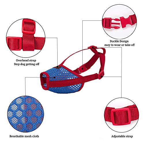 HanDingSM Dog Muzzle,Anti-Biting Secure Fit Breathable Nylon Dog Muzzle Mouth Cover,Anti-Barking Licking Adjustable Air Mesh Pet Muzzle for Small Medium Large Dogs (L) - Thumbnail 2