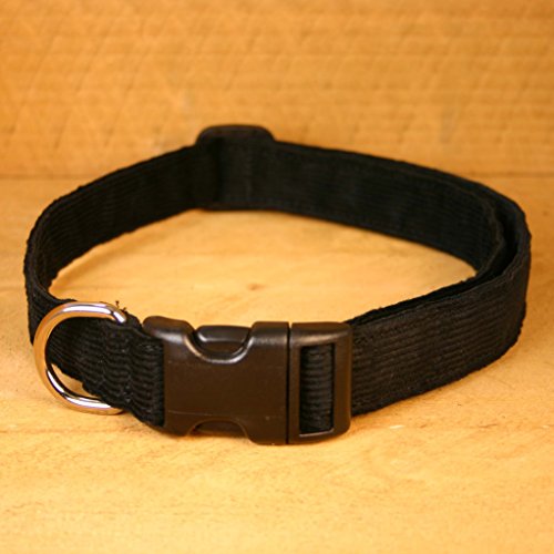 1" Black Large Dog Collar Hemp Corduroy Dog Collar